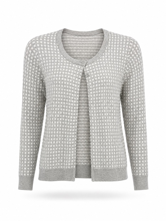 Tommy Hilfiger Sweaters - Tommy Hilfiger Light Gray Check Knit Cardigan